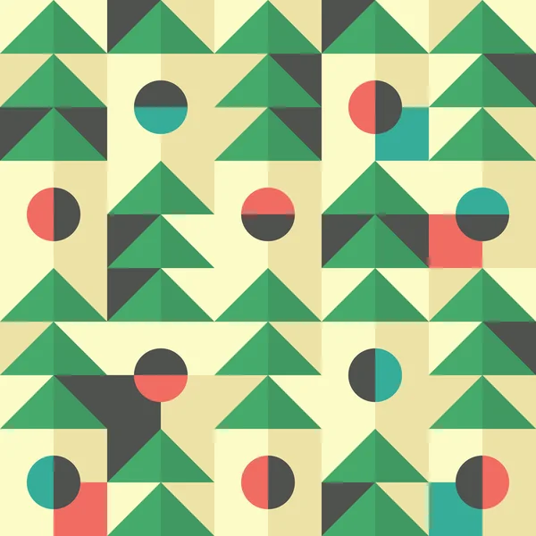 Retro seamless pattern with green triangles and semicircles. — Stock Vector