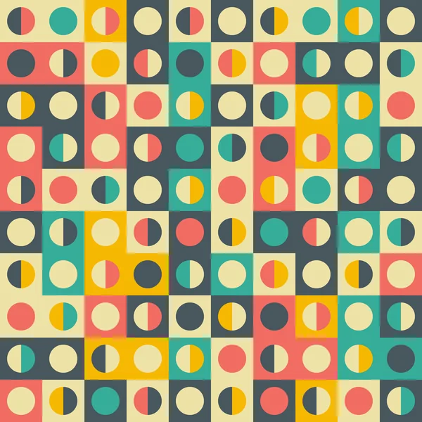 Retro seamless pattern with colorful semicircles and rectangles. — Stock Vector
