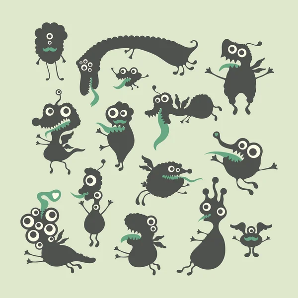 Happy monsters vectorillustraties. Mega Set 2 — Stockvector