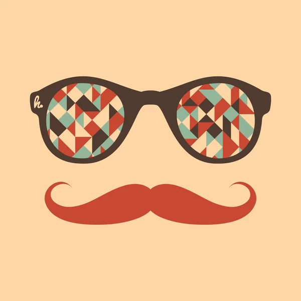 Hipster vintage solglasögon med trianglar och kvadrater. — Stock vektor