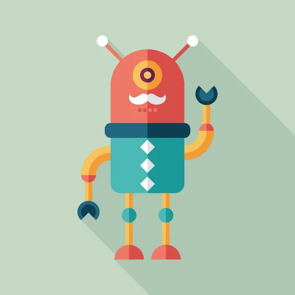 Robot icono cuadrado plano con largas sombras. Set 2 — Vector de stock