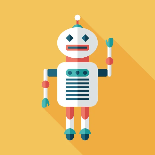 Robot icono cuadrado plano con largas sombras. Set 3 — Vector de stock