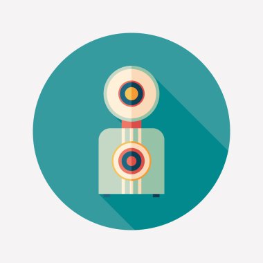 Retro kamera düz yuvarlak uzun gölgeler simgesiyle.