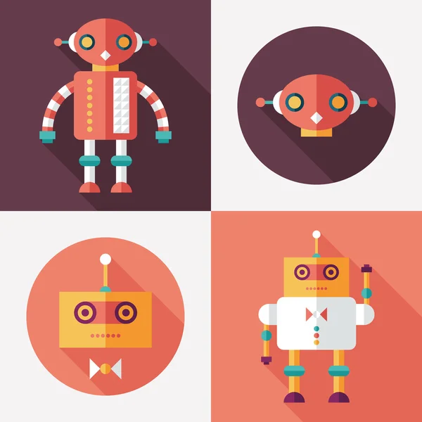 Robotlar Meydanı düz ve yuvarlak simgeler uzun gölgeler ile. 14 ayarla