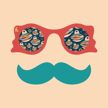 Hipster vintage güneş gözlüğü ile kağıt Noel oyuncaklar.