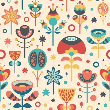 Renkli Noel çiçekler ile Seamless Modeli.