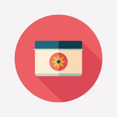 El ve vücut kremi kavanoz düz yuvarlak uzun gölgeler simgesiyle.