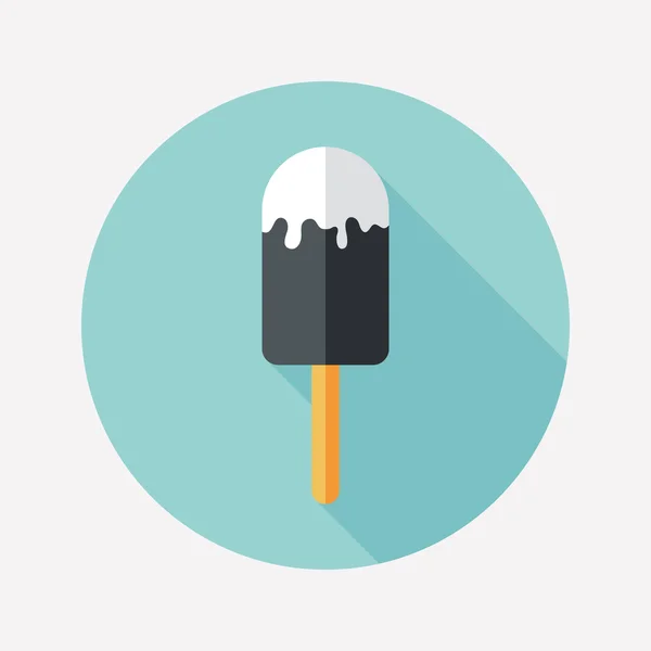 Ice lolly plat pictogramă rotundă cu umbre lungi . — Vector de stoc