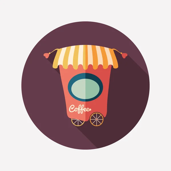 Retro coffee shop flat round icon with long shadows. — Stock Vector