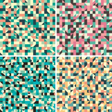 Set of seamless patterns with triangles and squares. clipart
