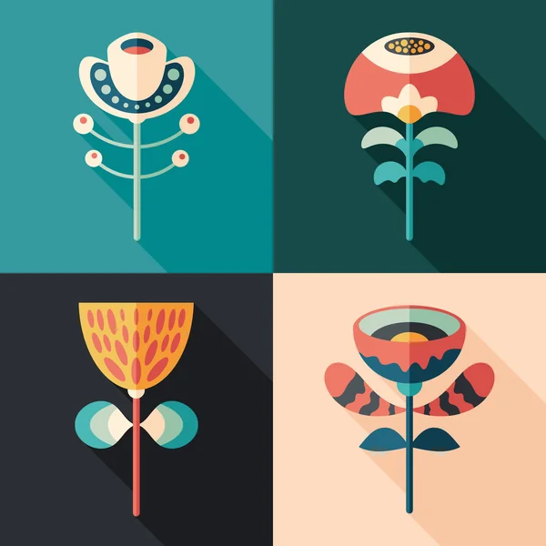 Coloridas flores planas iconos cuadrados. Set de Navidad 1 . — Vector de stock