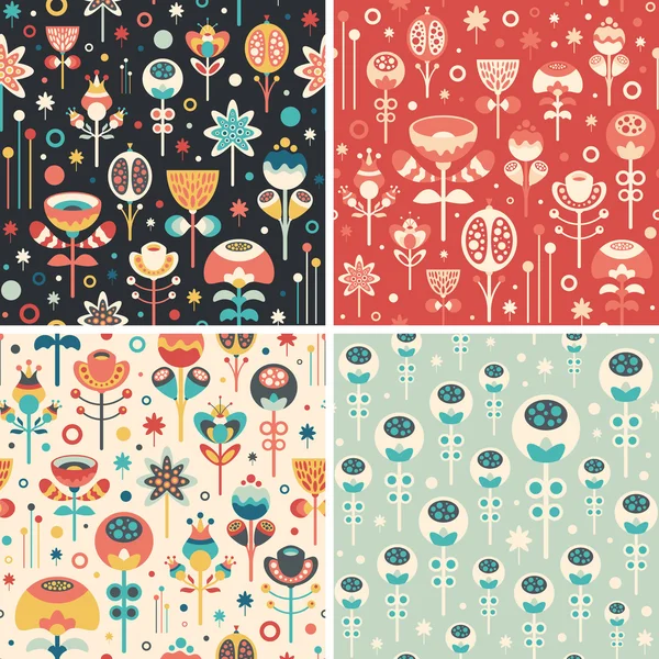 Renkli Noel çiçekler ile Dikişsiz desen seti.