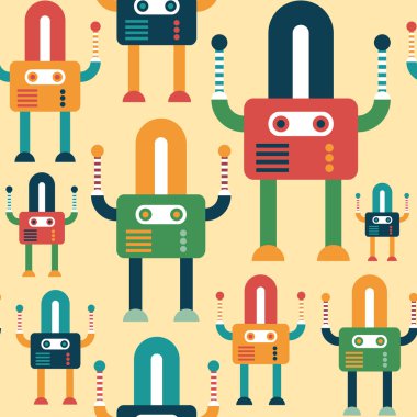 Kolay robotlar ile renkli seamless modeli.