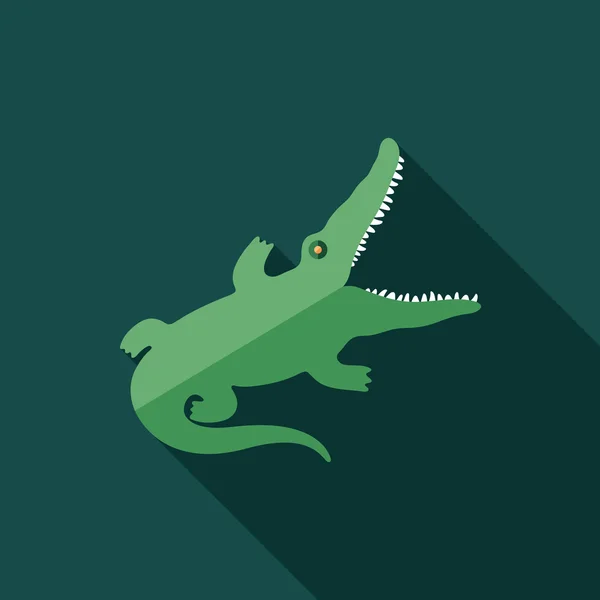 Крокодил плоский квадратний значок з довгими тінями . — стоковий вектор