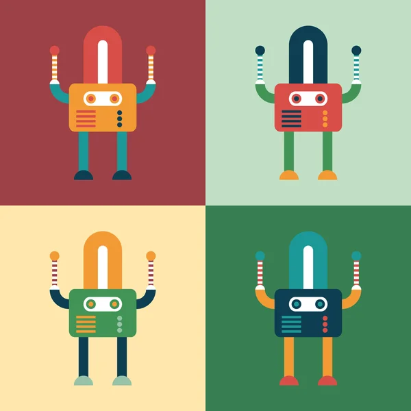 Sada barevných přátelské robotů. — Stockový vektor