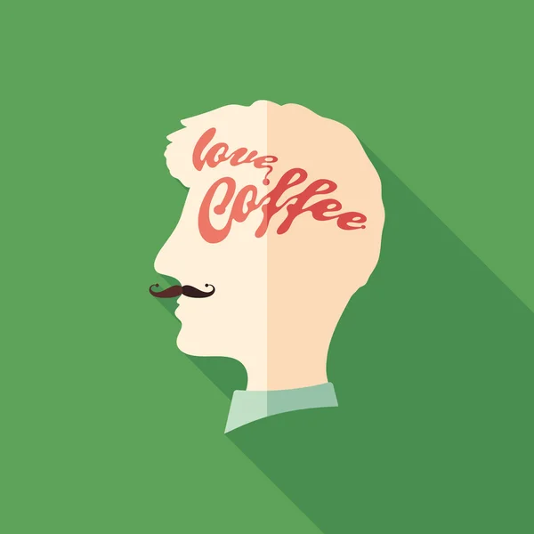 Amor café plano cuadrado icono con largas sombras . — Vector de stock