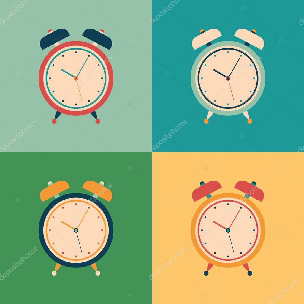 I Love Retro. Colorful flat square icons.