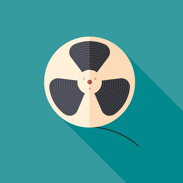 Renkli film makarası uzun gölgeler ile düz kare simgesi.