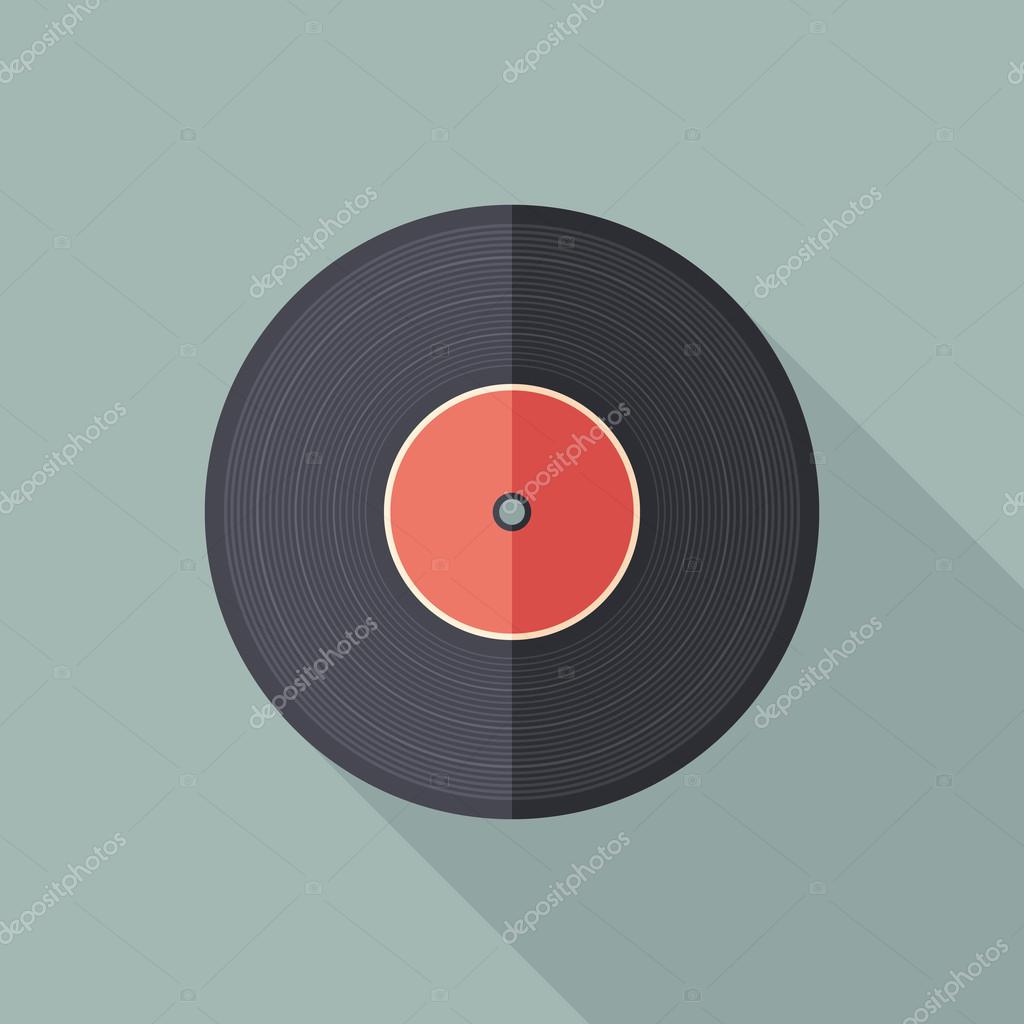 I Love Retro, set 46. Flat square icons with long shadows.