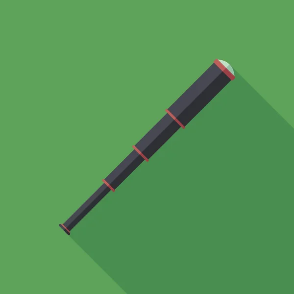 Retro spyglass düz uzun gölgeler ile kare simgesi.