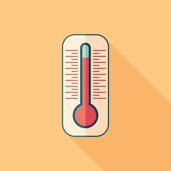 Termometre düz uzun gölgeler ile kare simgesi.