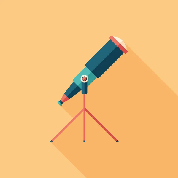 Renkli teleskop uzun gölgeler ile düz kare simgesi.