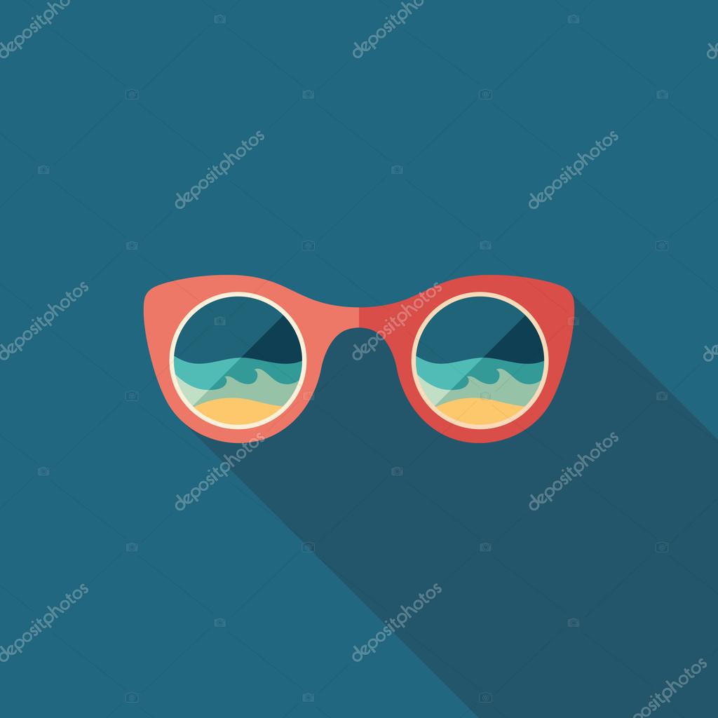 Sun Sea Summer. Colorful flat icon.