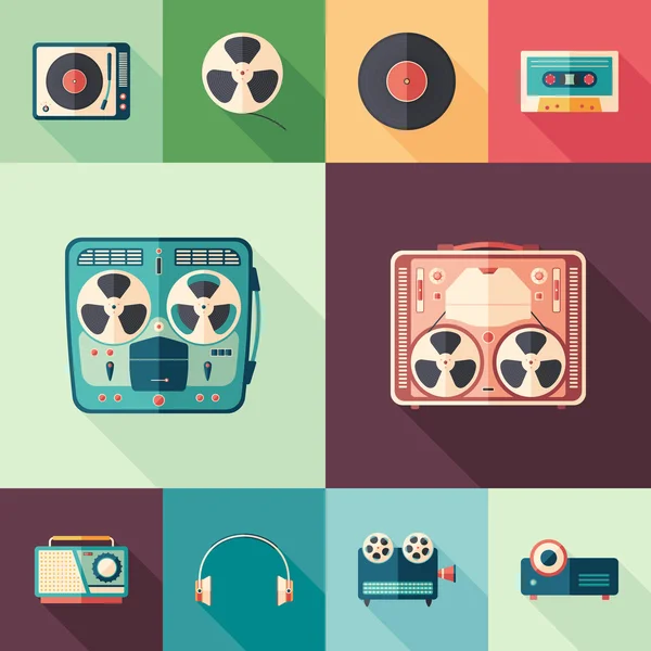 Retro medya kare simgeler düz