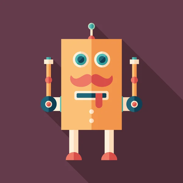 Robot colorido icono cuadrado plano — Vector de stock