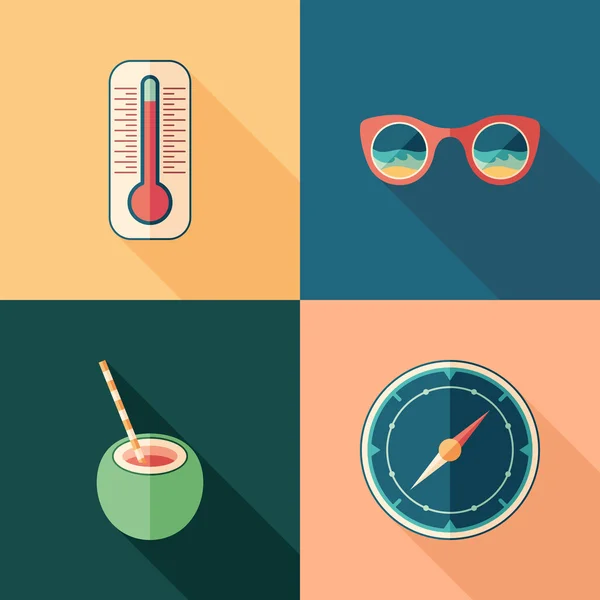 Dizi seyahat düz kare simgeler