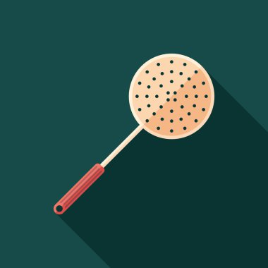 Renkli Kepçe düz uzun gölgeler ile kare simgesi.