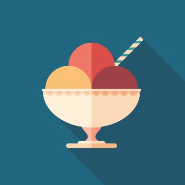 Sorbe içinde seramik kase uzun gölgeler ile düz kare simgesi.