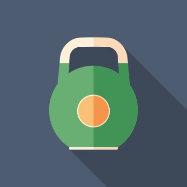 Renkli kettlebell düz uzun gölgeler ile kare simgesi.