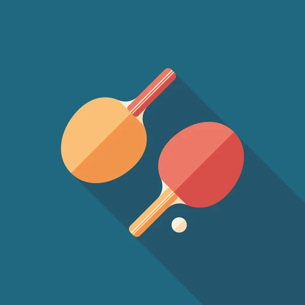 Raquettes de ping-pong icône carré plat avec de longues ombres . — Image vectorielle
