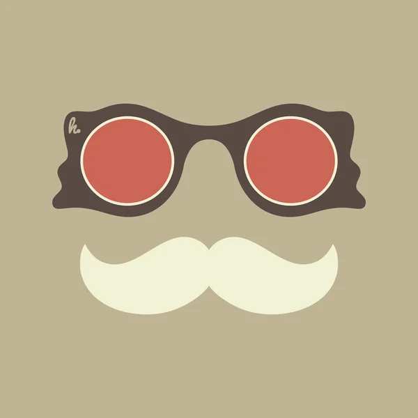 Vintage hipster sunglasses and mustache vector object. — Stok Vektör