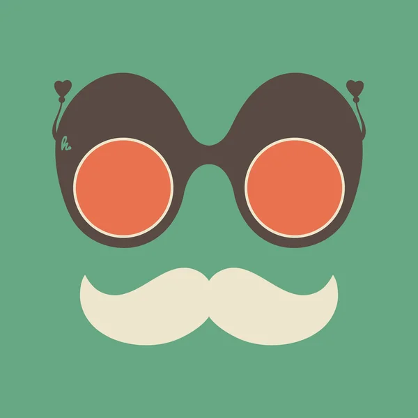 Vintage hipster sunglasses and mustache vector object. — ストックベクタ