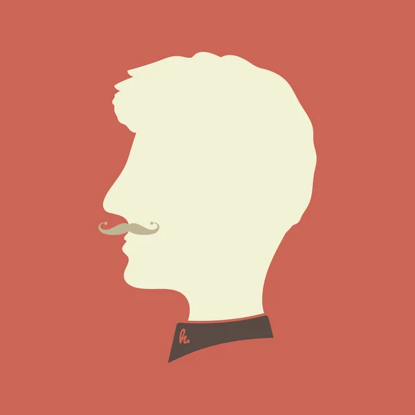 Hipster silhouette head on colored background. — Stock vektor