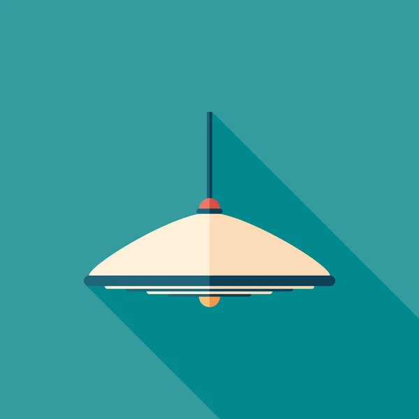 Pendant lamp flat square icon with long shadows.