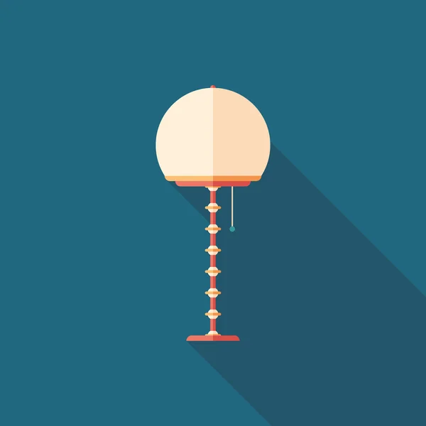 Modern floor lamp flat square icon with long shadows.