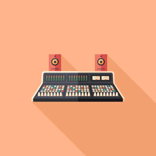 Sound mixer plat vierkant pictogram met lange schaduwen. — Stockvector