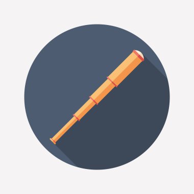 Retro spyglass düz yuvarlak uzun gölgeler simgesiyle.