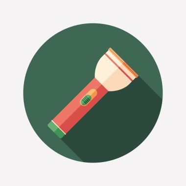 Seyahat el feneri düz yuvarlak uzun gölgeler simgesiyle.