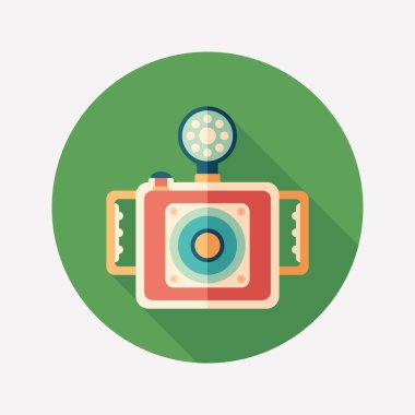 Sualtı kamera düz yuvarlak uzun gölgeler simgesiyle.