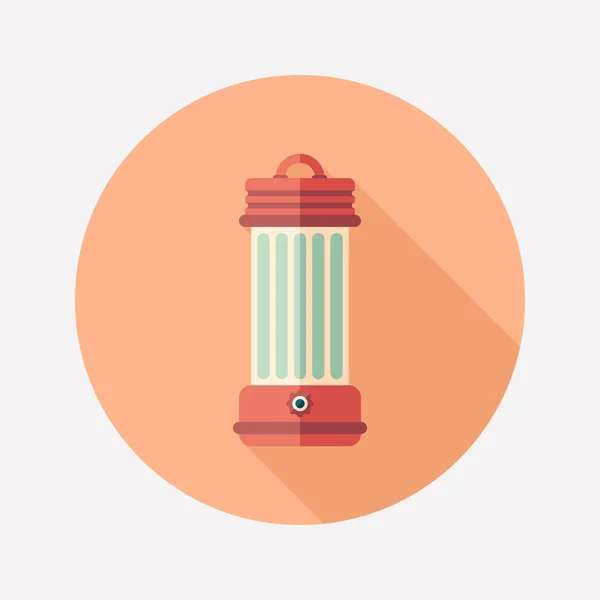 Lámpara de queroseno plana icono redondo con largas sombras . — Vector de stock