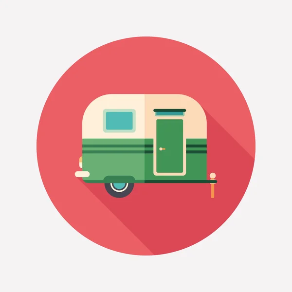 Seyahat trailer düz yuvarlak uzun gölgeler simgesiyle.