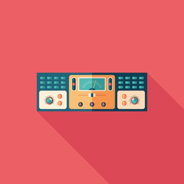 Ses kompresör uzun gölgeler ile düz kare simgesi.