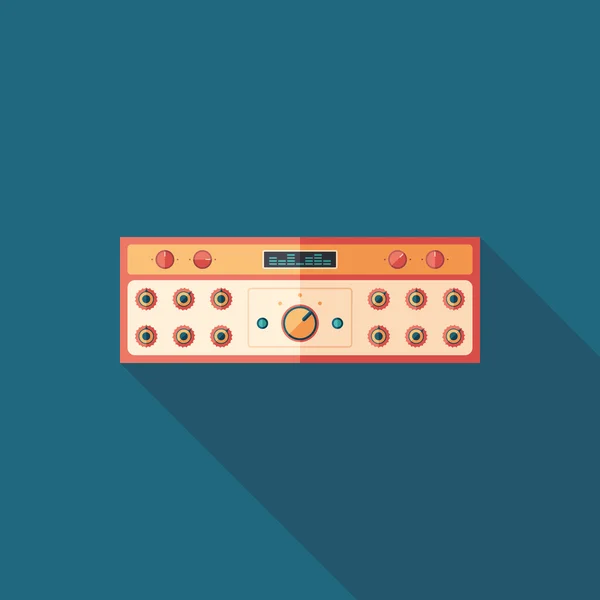 Compresor de sonido icono cuadrado plano con sombras largas . — Vector de stock