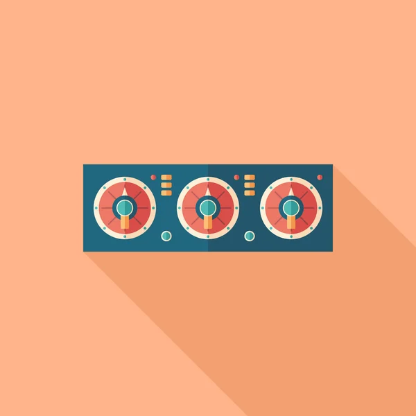 Compresor de sonido icono cuadrado plano con sombras largas . — Vector de stock