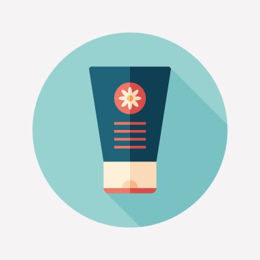 El kremi ile papatya düz yuvarlak uzun gölgeler simgesiyle.