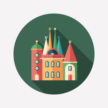 Fairytale kale düz yuvarlak uzun gölgeler simgesiyle.